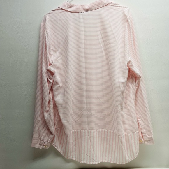J.Jill pink striped tunic top size M long sleeves button down - Picture 4 of 6